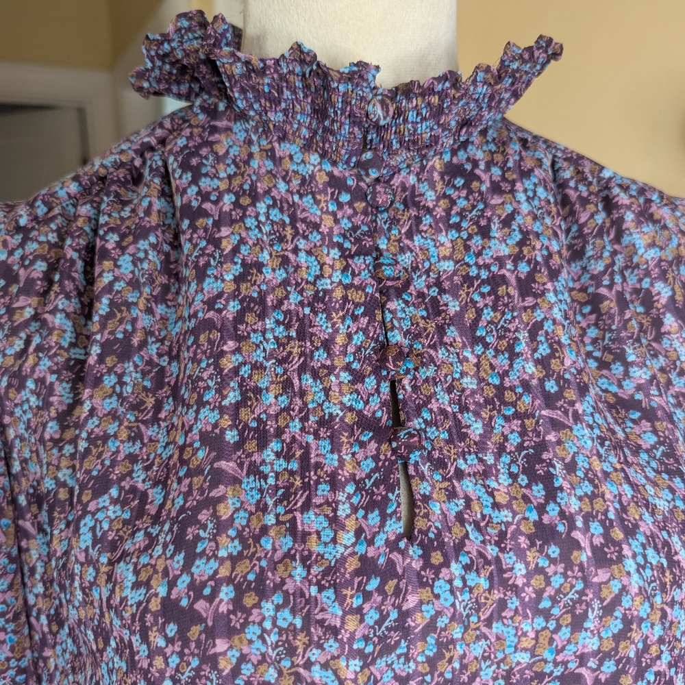 Vintage The Kollection Ltd. Size Small Ditsy Floral Midi Cottagecore Dress - Picture 3 of 9